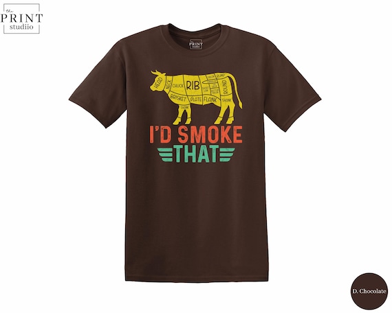 I'd Smoke That Shirt, Funny BBQ Cow Cuts Tee, Grill Master T-Shirt, Meat Smoker Gift, Barbecue Shirt, Backyard Cookout, Pitmaster Tee