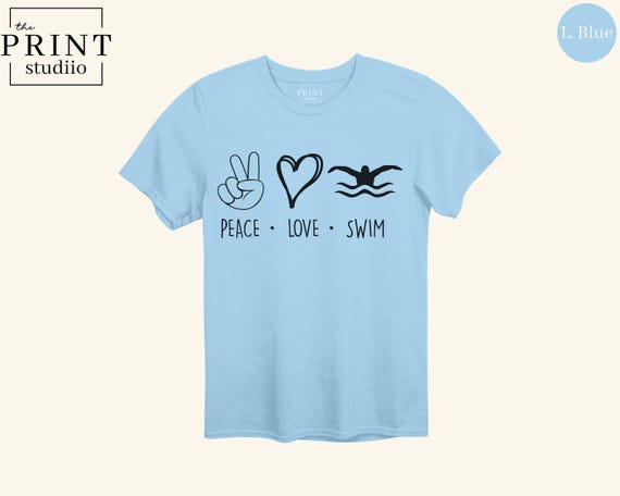 Peace Love Swim Shirt, Cute Swim Team T-Shirt, Swimmer Gift, Summer Swim Shirt, Swim Coach Tee, Pool Vibes Shirt, Swim Mom Shirt