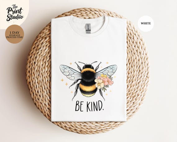 Be Kind Bee Shirt, Cute Bee Kindness T-Shirt, Inspirational Positive Quote Tee, Bumblebee Graphic Design, Mental Health Awareness Tee