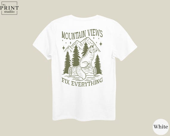 Mountain Views Fix Everything Shirt, Hiking Lover Tee, Nature Therapy T-Shirt, Outdoor Adventure Shirt, Forest & Trail Gift