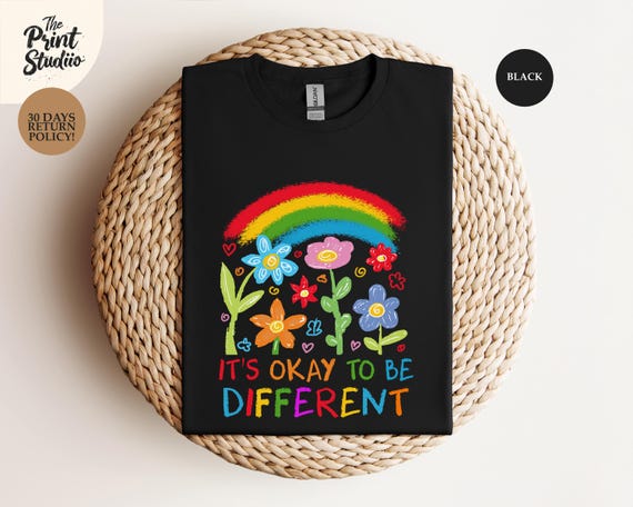 It's Okay to Be Different T-Shirt, Colorful Autism Awareness Tee, Neurodiversity Support Shirt, Inclusion Acceptance Apparel, Advocate Gift