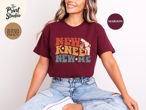 New Knee New Me Funny Knee Replacement Surgery T-Shirt, Hilarious Recovery Gift Tee, Joint Replacement Humor Shirt for Patients