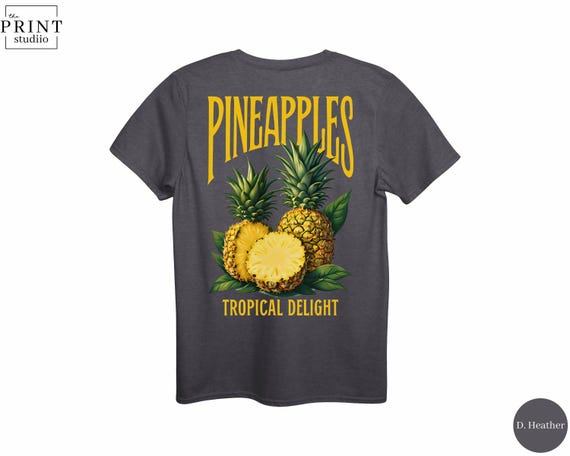 Pineapples Back Print T-Shirt, Tropical Summer Fruit Tee, Retro Beach Vibes Shirt, Fun Y2K Graphic Design, Stylish Festival Outfit