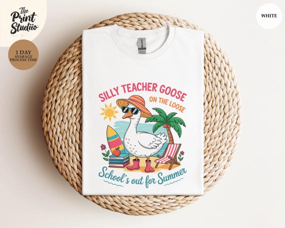 Silly Teacher Goose on the Loose Shirt, Funny School’s Out Design, Summer Break Teacher Tee, End of Year Humor, Seniors 2025 Gift