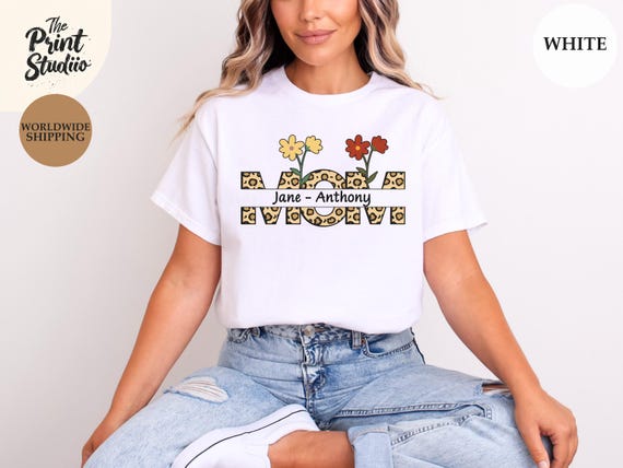 Custom MOM Flower Name Shirt, Personalized Mom Shirt with Kids Names, Cute Floral Mom Tee, Mother's Day Gift, Custom Mom T-Shirt