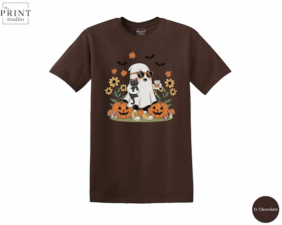 Coffee Ghost Shirt, Funny Halloween Coffee Tee, Spooky Season Shirt for Caffeine Lovers, Ghost Drinking Coffee, Fall Barista T-Shirt
