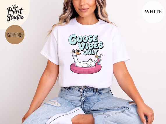 Goose Vibes T-Shirt Funny Summer Beach Shirt Quirky Holiday Graphic Tee Vacation Mode Goose Shirt Tropical Humor Animal Lover Gift Tee