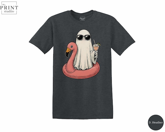 Funny Summerween Ghost T-Shirt: Spooky Halloween Beach Tee