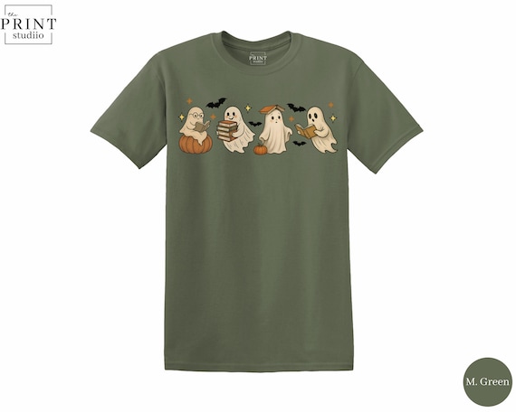 Cute Ghosts Reading Shirt, Halloween Book Lover T-Shirt, Spooky Season Reading Graphic Tee, Cozy Fall Book Club Top, October Gift