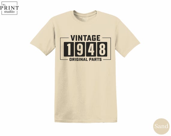 Vintage 1948 Original Parts T-Shirt | Retro Birthday Boxy Fit Cotton Tee
