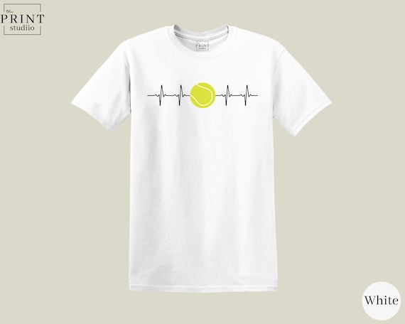 Tennis Heartbeat Shirt, Tennis Ball EKG Line Tee, Gift for Tennis Lovers, Match Day Outfit, Racket Sports T-Shirt, Athletic Apparel