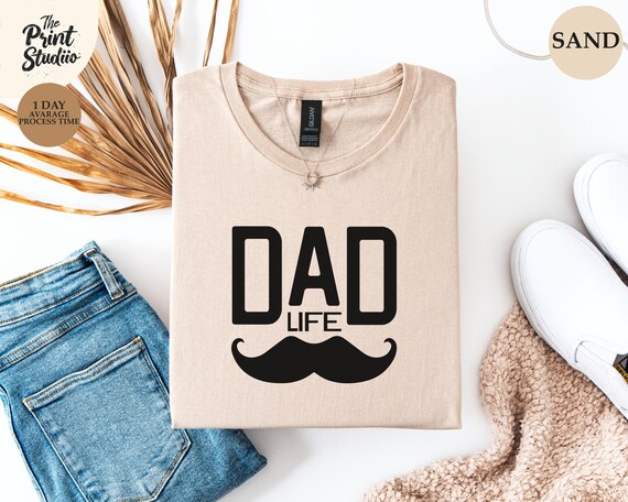 DAD Life Mustache Shirt, Classy Black Bold Text Design, Funny Stylish Father’s Day Gift for Dads with Style, Gift For Men, Dad Joke