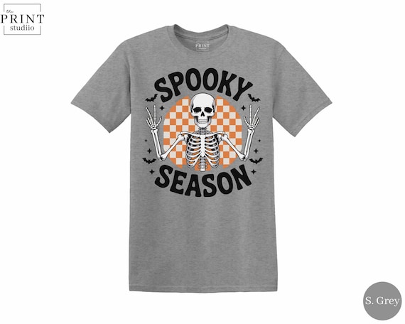 Spooky Season Skeleton Shirt, Funny Halloween Skeleton T-Shirt, Cozy Fall Graphic Tee, Cute October Spooky Top, Halloween Gift