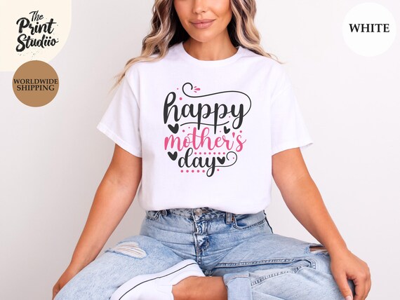 Happy Mothersday Shirt, Cute Fun Text Design Tee in Pink, Stylish Gift for Women and Moms, Sweet Mother’s Day Top, Adorable Mom Tee