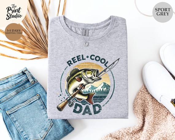 Reel Cool Dad T-Shirt Funny Fishing Shirt for Dad Retro Fisherman Tee Father’s Day Gift for Angler Cool Daddy Outdoors Graphic Shirt
