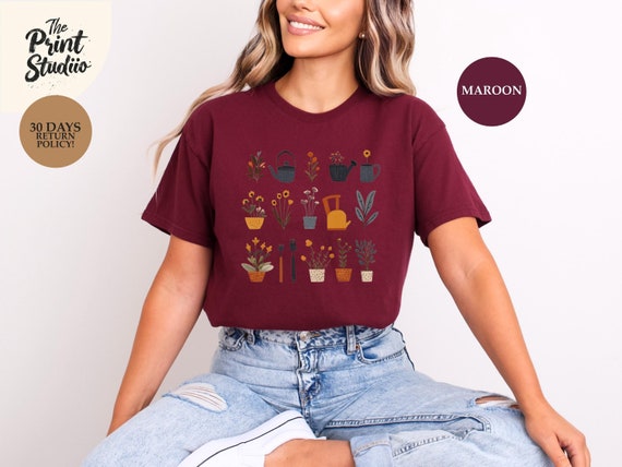 Gardener T-Shirt, Cute Flowers Design, Floral Tee, Plant Lover Gift, Botanical Shirt, Nature Lover Top