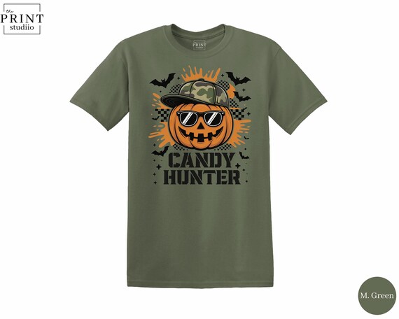 Candy Hunter Shirt, Cool Halloween Pumpkin T-Shirt, Spooky Season Trick or Treat Tee, Fall Graphic Top, October Halloween Gift