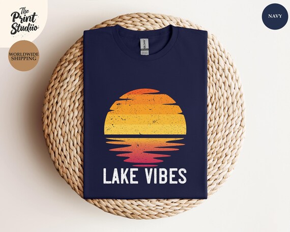 Lake Vibes Shirt, Retro Sunset Summer Tee, Warm Weather Beach T-shirt, Chill Lake Life Apparel, Vacation Vibes Shirt, Sunny Holiday Outfit