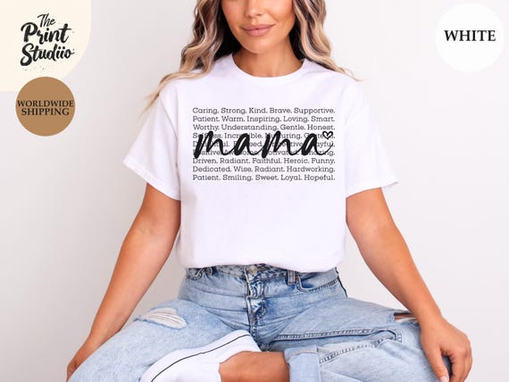 Custom Color Mama Shirt, Motivational and Inspiring Words Text Design, Empowering Mom Tee, Personalized Mother's Day Gift