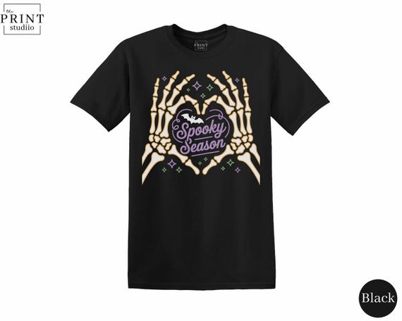 Skeleton Hands Heart Halloween T-Shirt, Spooky Season Graphic Tee