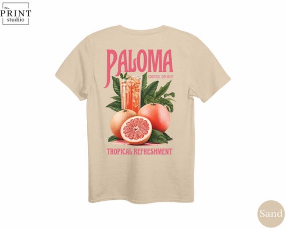 Paloma Back Print T-Shirt, Tropical Summer Cocktail Tee, Refreshing Citrus Drink Graphic, Stylish Beach Vibes Shirt, Fun Summer Outfit