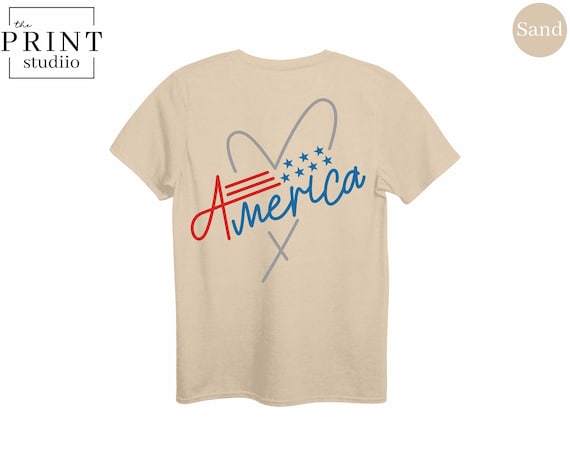 America Heart Back Print Shirt, USA Patriotic T-Shirt, Fourth of July Graphic Tee, Cute American Flag Shirt, Independence Day Outfit