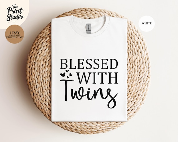 Blessed With Twins Shirt, Twin Mom Dad Gift Tee, Double Baby Joy Matching Family Outfit, Expecting Twins Announcement T-Shirt
