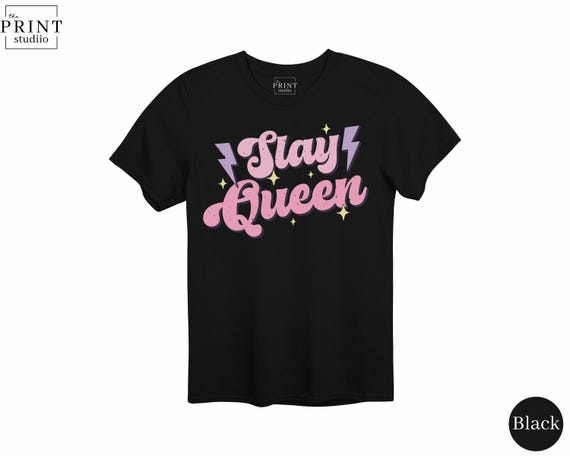 Slay Queen Retro Shirt, Pink Groovy Graphic Tee, Feminist 70s Style Shirt, Empowerment Aesthetic Tee, Girl Power Slay Queen