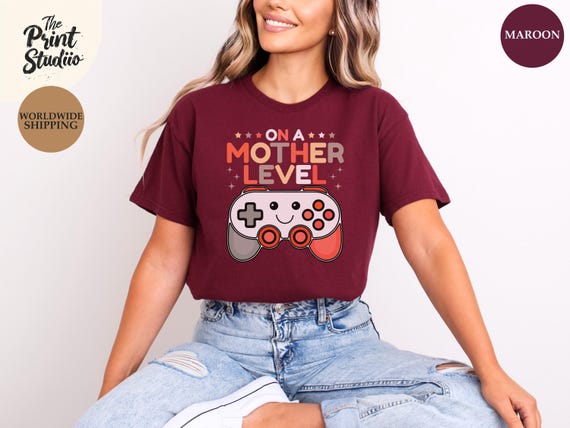 On A Mother Level Shirt, Gamer Mom Tee, Funny Gaming Mother’s Day Gift, Cool Mom Gamer Design, Video Game Mama Shirt, Stylish Geeky Mom Top