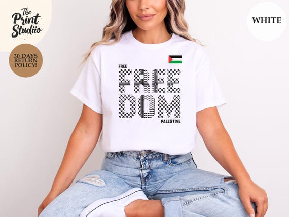 Charity Freedom T-Shirt, Free Palestine Support Tee, Human Rights Awareness Shirt, Justice Peace Middle East Solidarity Donation Top