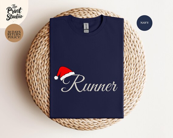 Runner Christmas Santa Hat Shirt - Unisex Cotton Tee