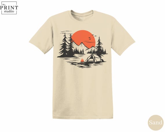 Adventure Awaits Shirt – Mountain Camping Graphic Tee for Hikers and Nature Lovers