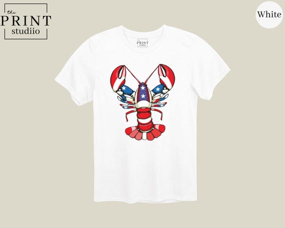 American Flag Lobster Shirt, Patriotic Lobster Tee, 4th of July Lobster T-Shirt, USA Lobster Graphic, Summer BBQ Shirt, Coastal Shirt