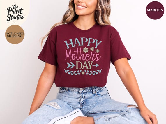 Happy Mother’s Day Shirt, Cute Mom Gift Tee, Text Design for All Mothers, Stylish Mothersday Apparel, Gift Idea for Women and New Moms