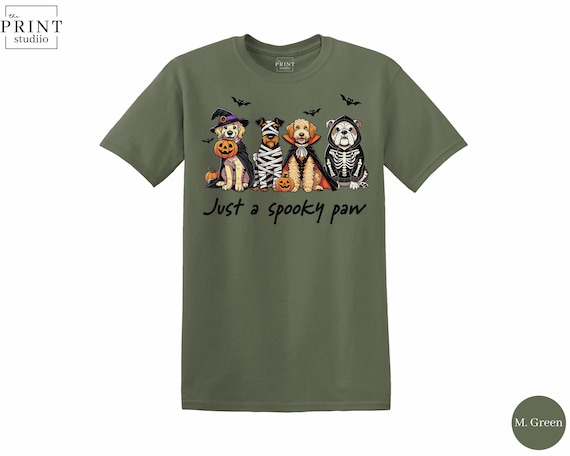 Just a Spooky Paw Dog Shirt, Cute Dogs in Halloween Costumes Tee, Funny Pet Halloween T-Shirt, Dog Lover Fall Shirt, Spooky Pet Tee
