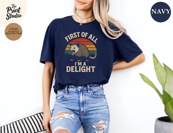 I’m a Delight Possum T-Shirt Funny Angry Possum Retro Sarcastic Animal Tee Colorful Grumpy Critter Design Weird Humor Graphic Shirt