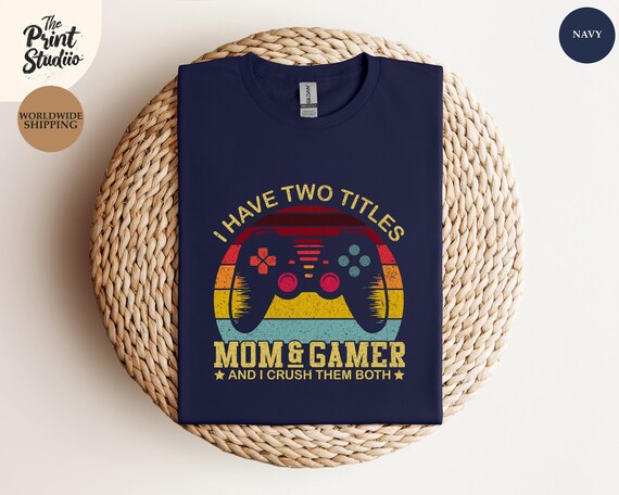 Mom and Gamer Shirt: Colorful Graphic Tee, Geeky Mama Design