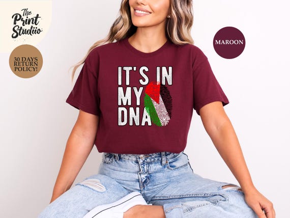 Charity It's In My DNA Palestine T-Shirt, Free Palestine Support Tee, Gaza Awareness Top, Human Rights Justice Solidarity Shirt