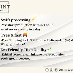 May include: White background with text from "the PRINT studio". Text includes "Swift processing", "Free & fast", and "Eco-Friendly, High Quality". The image also includes social media icons and the studio's Instagram handle.