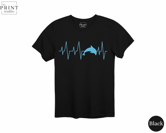 Dolphin Heartbeat Shirt, Marine Animal Lover Tee, Ocean Life Design, Dolphin Mom Gift, Sea Animal Shirt, Heartbeat Wave Graphic Tee