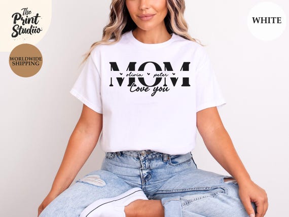 Custom MOM Name Shirt, Personalized Kids Name Mom Tee, Mother's Day Gift, Custom Text Mom Shirt, Mom Shirt with Children’s Names