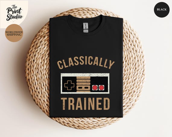 Classically Trained Shirt Retro Gamer Tee with Old Video Game Console, Funny Nostalgic Gaming Graphic T-Shirt, Vintage Nerd Gift Idea