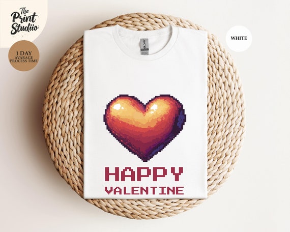 Pixelated Heart T-Shirt: Retro Gaming Valentine's Day Tee
