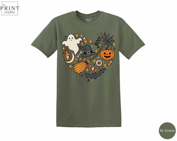 Halloween Doodle Shirt, Cute Spooky Doodle T-Shirt, Halloween Graphic Tee for Fall, Hand Drawn Halloween Art Shirt, Cozy October Top