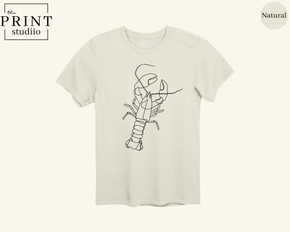 Minimal Lobster Shirt, Simple Line Art Tee, Hand Drawn Lobster Design, Elegant Coastal T-Shirt, Beach Aesthetic Shirt, Sea Life Tee