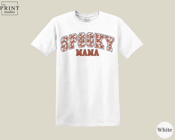 Spooky Mama Shirt, Cute Halloween Mom T-Shirt, Fall Graphic Tee for Women, Spooky Season Aesthetic Shirt, October Cozy Mom Gift