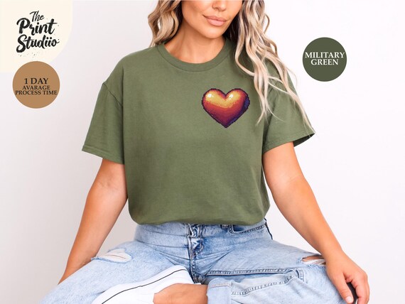 Pixelated Heart Gamer T-Shirt: Retro Valentine's Day Love Tee