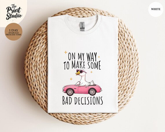 Silly Goose Bad Decisions T-Shirt Funny Sarcastic Quote Tee Humorous Goose Graphic Shirt Party Chaos Vibes Gift Fun Joke Meme Shirt