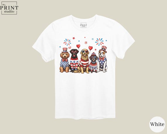 Patriotic Dogs Shirt, Funny Dog Lover 4th of July Tee, Cute USA Dog Breeds Graphic, Red White Blue Dog Shirt, American Pride Shirt
