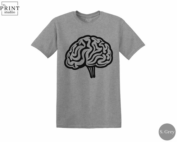 Black and White Brain T-Shirt, Minimalist Science Graphic Tee